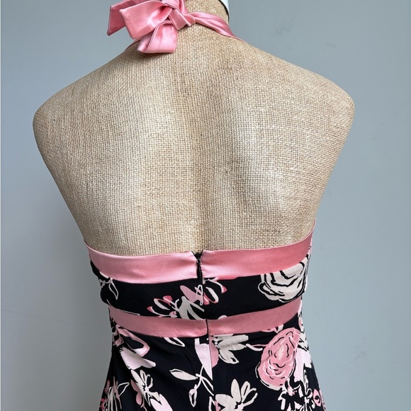 Bebe Black & Pink Floral Dress Y2K Size Medium - Picture 7 of 13